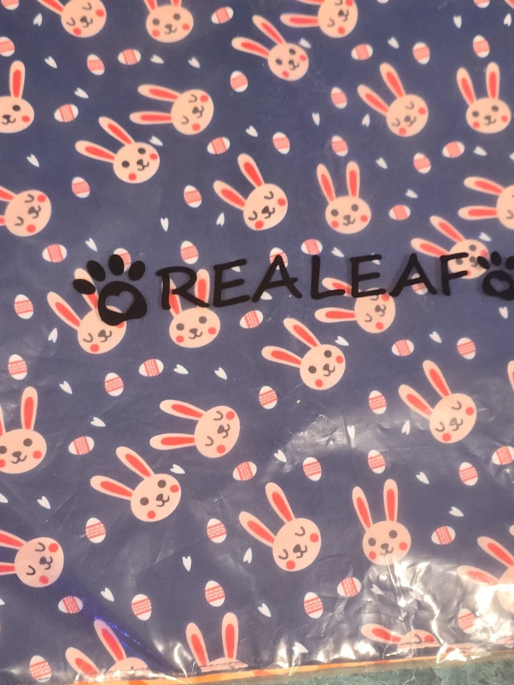 RealLeaf Navy Blue Bunny Print Dog Bandana with Pink Accents
